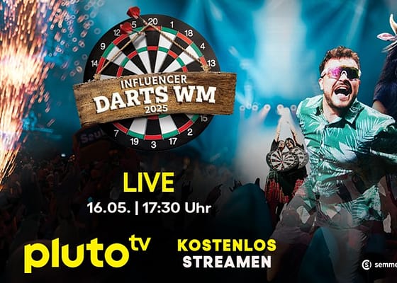 Influencer Darts WM – live, kostenlos und ohne Registrierung auf dem neuen Pluto TV Sender “pluto DARTS”